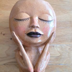 Art Deco Girl Head Planter | Vase | Fun | Resin | Flower Plant Holder Desk Decor